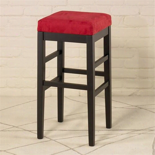 Armen Living Lcstbamfre26 Sonata 26"" Red Micro Fiber Stationary Barstool In Black