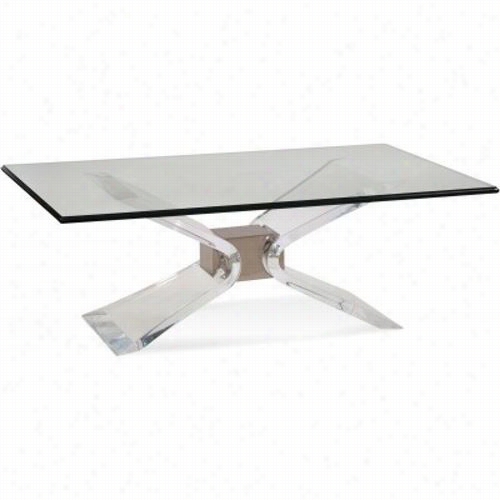 Bassett Mirror 2999-100b-tec Hollywoox Goam Silven Rectangle Cocktail Table In Acrylicbrushed Nikcel