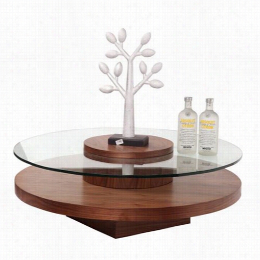 Beverly Hills Furniture  Reve Re-circle-ct Reveree Coffee Table In Wwalnut /glass