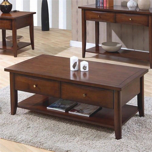 Coaster Funiture 700958 Whitehall Coffee Table In Walnut With Shelf And Drawdrs