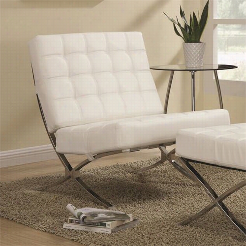 Coaster Furniture 902183 Contemporary Waffle Accent Chairr In Whit/chrome