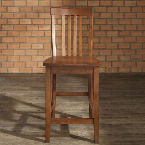 Crosley Furniture Cf500324-ch School House Et Of 2 Bar Stools In Classic Cherr Finish With 24 Inch Seat Height