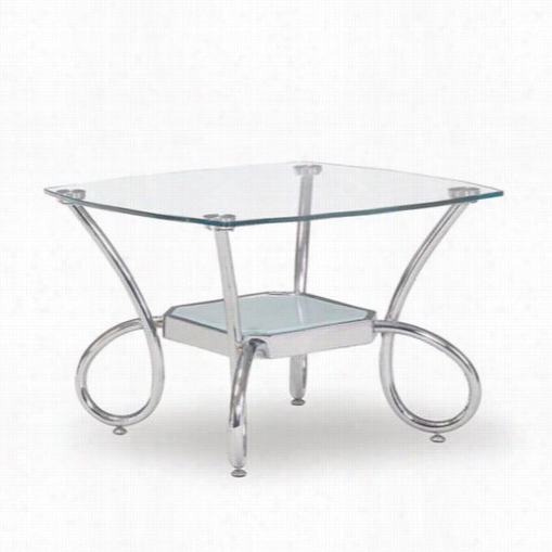Global Furniture T559e Clear Glass End Table With Chrome Legs