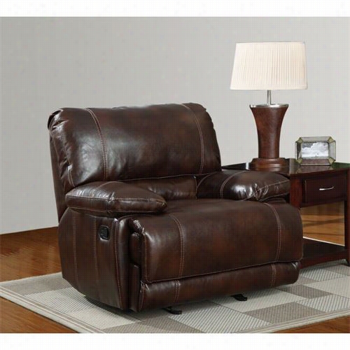 Globalfurniture U1953-g-r Leather Glider Recliner Chair In Brown