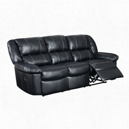 Global Furniture U9966-r-s Bonded Leather Reclining Soofa In Black