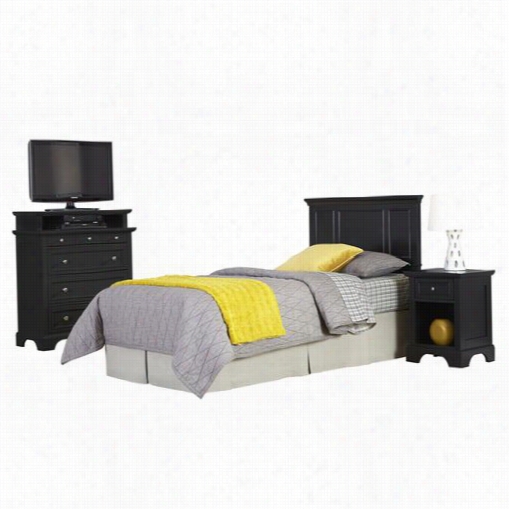 Home Styles 5531-4017 Bed Ford Twin Headboard, Night Stand, And Media Chrst In Black