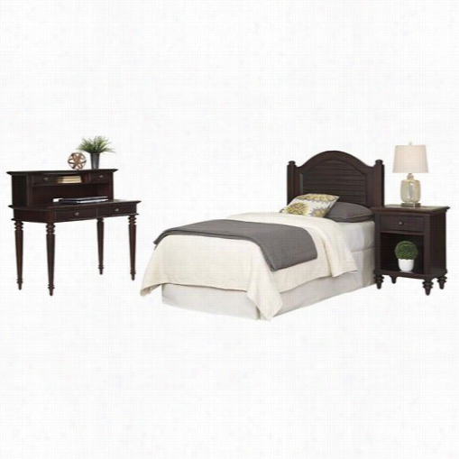 Home Styles 55424-018 Bermu Da Doubled Headboard, Night Stand And Student Desk With Hutch