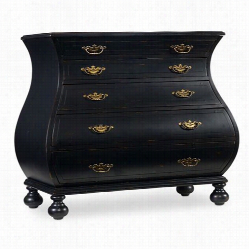 Hooker Furniture 5219-85001 Five Drawer Black  Bombe Chest In Black