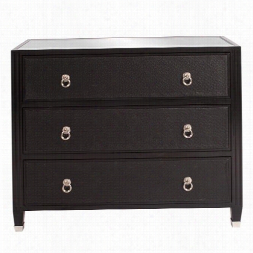 Howard Lliott 68054 Dresser In Black Faux Leather With Imrrored Top