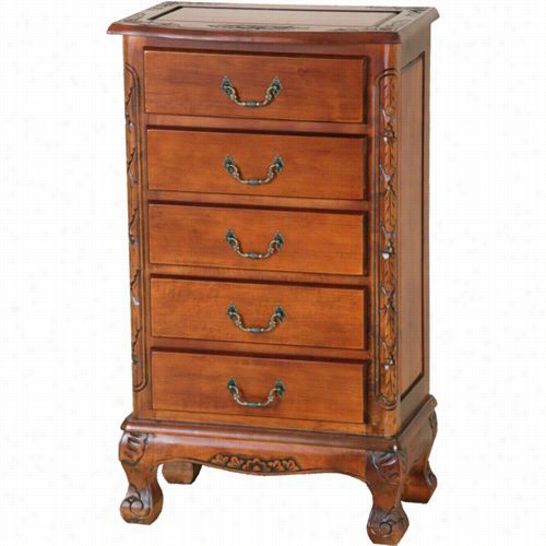 International Caravan 3886 Carved Forest Five Drawer Jewelry Chest