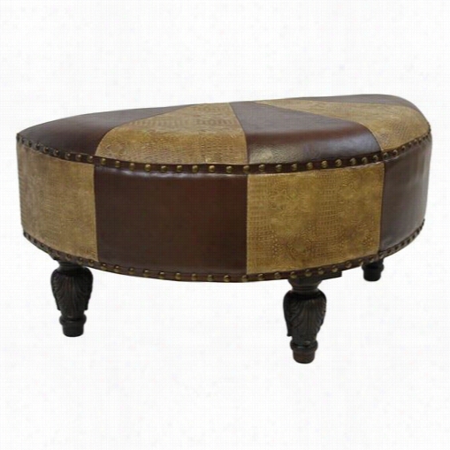 International Caravan Ywlff-2333 Faux Leather Hlaf Moon Ottoman