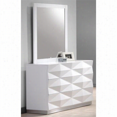 J&m Furniture 17688-dm Veronaa Dresser And Mirror In White Lacquer