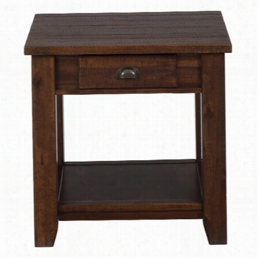 Jofran 731-3 1 Drawer And 1 Shelf End Table In Urban Lodge Brown