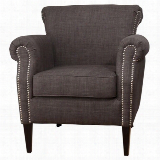 Jofran Emma-ch Emma Club Chair With Silver Nailheads Dark Rubberwood Legs - Assembled