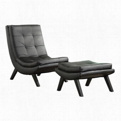 Office Star Tsn51 Tusitn Lounge Chair And Ottomqn Set And Black Legs