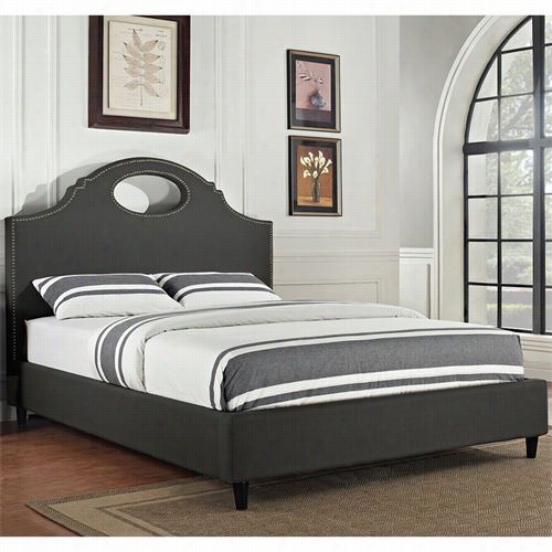 Powell  Furniture 167-159m1 Wedge Hole  Queen/full Bed With Nailhead Tirm In Charcoal