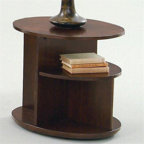 Progrssive Furniture P474-03 Metropolitn Contemporary Oval End Table In Dark Cherry An Dbirch