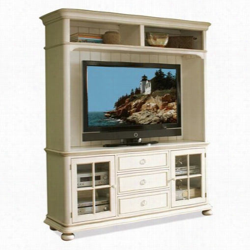 Riverside 16740-16742 Placid Cove 2&qot;" Tv Console With Hutch In Honeysuckle White