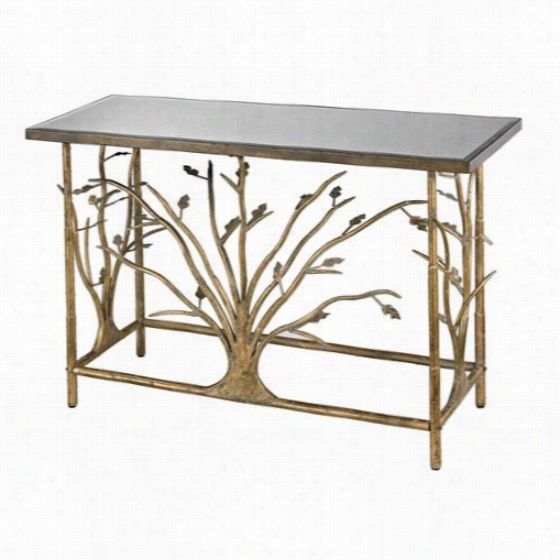 Sterling Industries 114-95 Gold Leafed Metal Branch Console Tabe With Antique Mirrored Top