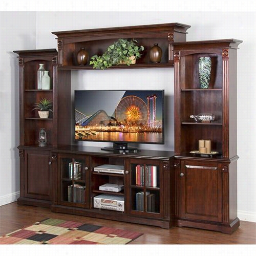 Sunny Desigs 3543rm Vineyard Grand Entertainment Wall In Rustic Mahogaany