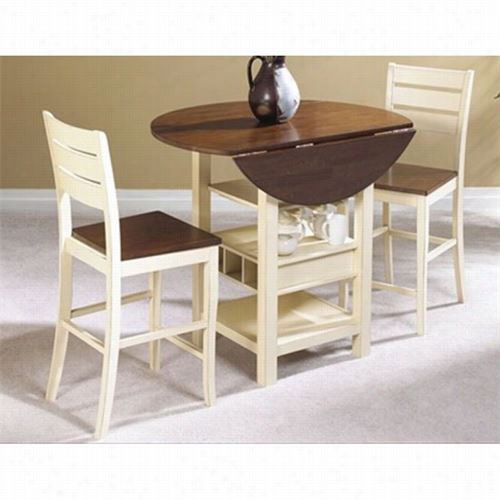 Sunset Trading Cr-a7007-68-24-cset-w2-cr-a0707-24-rta Sunset Dining Cascade Pub Table And Bar Stools Set  In Cream /light Espresso