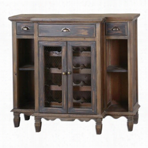 Ut Termos T24371 Suzette Wood Wine Cabinet In Smoky Gray Wash