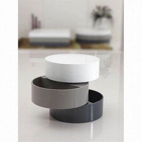 Vig Furniture Vggu801ct Modrest Trio 3  Lacquer Round Coffee Table In White/grey/black