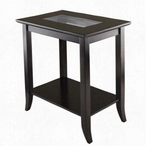 Winsome 94219 Genoa Rectangular End Table With Glass Top Andshelf In Dark Espresso