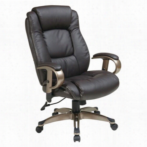 Worksmart Ech5266 1-ec1 Executive Eco Leather Chair In Espresso With Paddded Height Adjjustable Armsa Nd Coatedbase