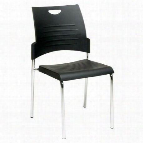 Worksmart Stc8300 2c-3 Straigght Leg Stack Chair With Plastic Seat And Back - 2 Pack