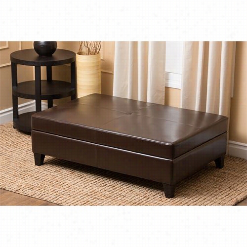 Abbyson Living Hs-ot-00 2quincy Le Ather Storage Flip-top Ottoman In Dark Brown