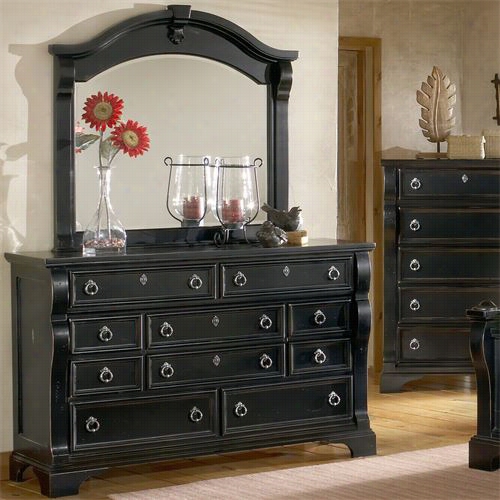 American Woodcrrafters 2900-2 10-2900-040 Heirloom Triple Dresser With Mirror In Black
