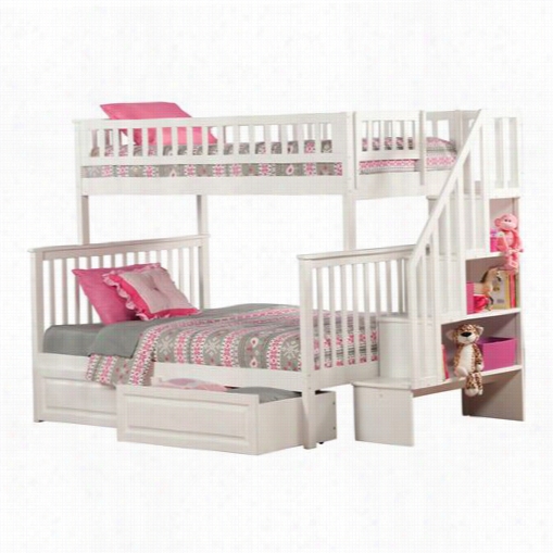 Atlantic Equipage Ab56722 Woodl Annd Twin Over Full Staircase Bunk Bed With 2 Raised Pan El Bed Drawers