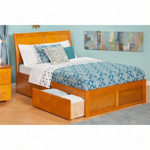 Atlantic Furniture Ar894211 Portland Queen Bed With Flat Panel Footboard And 2 Urban Bed Drawers