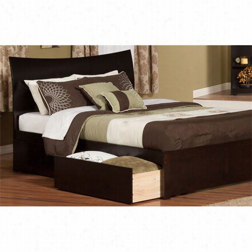 Atlantic Furn Iture Ar9152111 Soho Kign Bed In Espresso Withflat Pznel Footboard And 2 Urban Bed Drawers