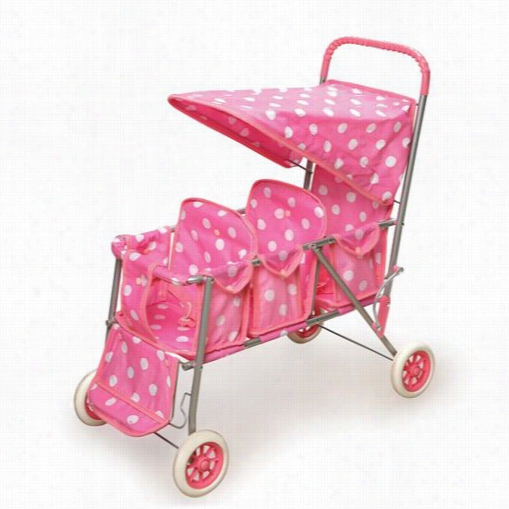 Badger Bqskets 09924 Triple Doll Stroller Wigh Pink Polka Dots