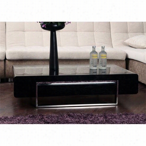 Beverly Hills Furniture Drone-ct-black Drone Hi-gloss Coffee Table In Black / Chrome