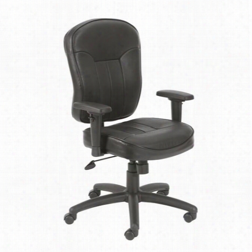 Boss Office Produucts B15661 Leather Burden  Chair In Bbalck Attending Wildd Arms