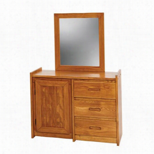 Chelsea Home Furniture 360134-011 3 Drawer Dressrr With Storage Door And Mirror