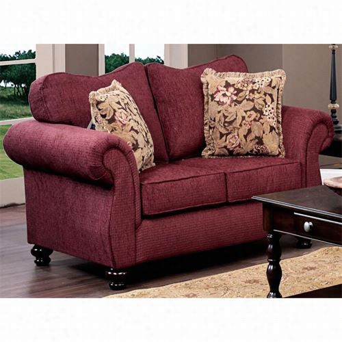 Chelsea H Ome Furniture 6646-l Erona Ii Ruthie Loveseat In Delray Burgunddy