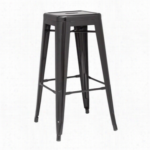 Chintaly Imports 8015-s Galvanized Steel Bar Stool In Black - Set Of 4