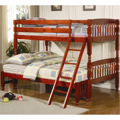 Coaster Furniture  60222 Coral Traditional Twin Over Full Bunk Bed In Cherry