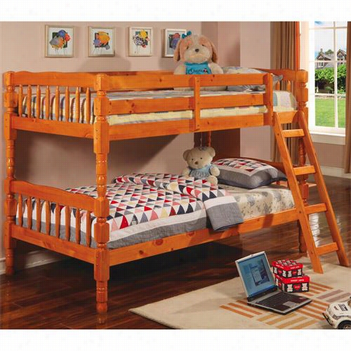 Coastee Furniture 5040 Corinth Twin Bunk Couch In Warm Languish With Ladder