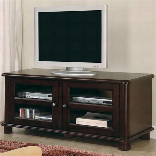 Coaster Futniture 700610 Transitional Media Console In Cappuccino With Doors And Shelves