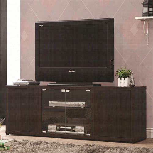 Coaster  Furniture 700886 Tv Consoek In Cappuccino With Push-to-open Glass Doors