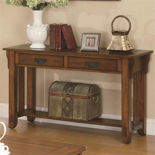 Coater Furniture 702009 2 Drawer Sofa Table In Warm Brown Oak With Shelf