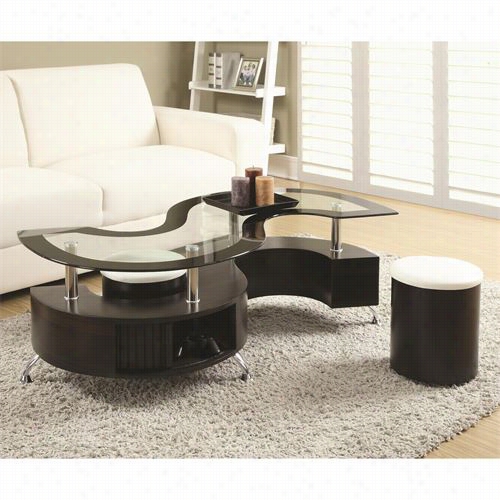 Coaster Funiture 720218 Co Ffee Table And Stools In Cappuccino