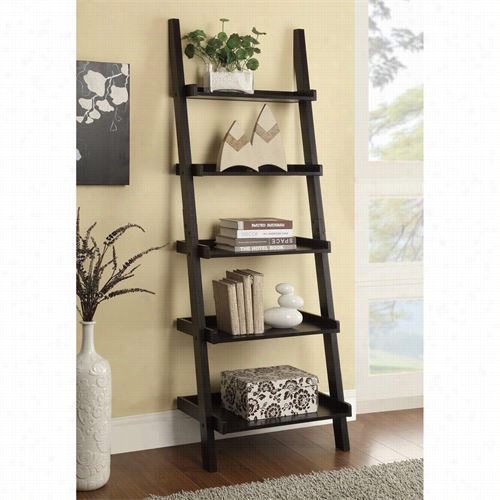 Coaster Furniture 800338 Cappuccino Ladder Bookcase With 5 Sshelves