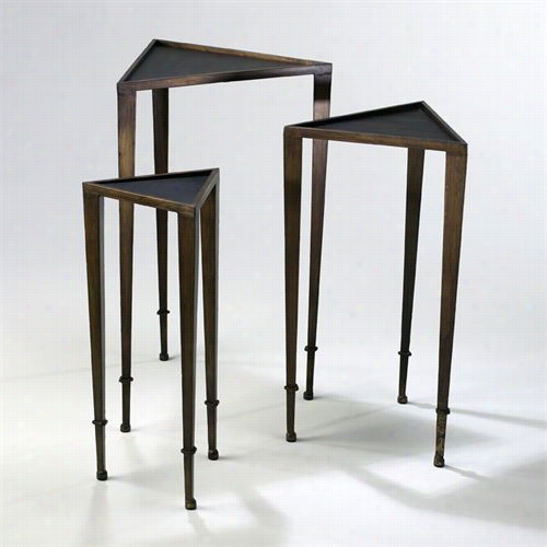 Cyan Design 0273l Triangle Nesting Table In  Ebony And Mahogany