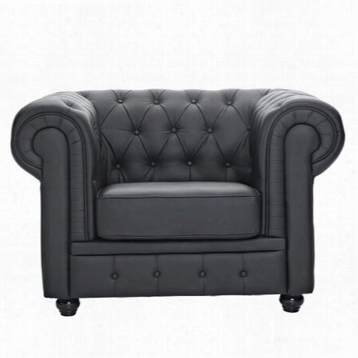 East End Imports Eeei-699-blk Chetserfield Armchair In Black Lether And Leather Match